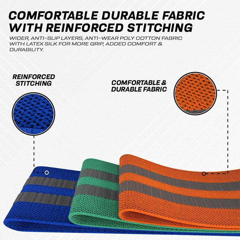 Rdx Heavy-Duty Fabric Resistance Training Bands For Fitness