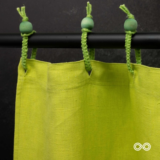 Montebello 73.5 X 72" 100% Organic Hemp Curtain - Natural Fabric Draperies Key Lime / With Hemp Macrame Rings