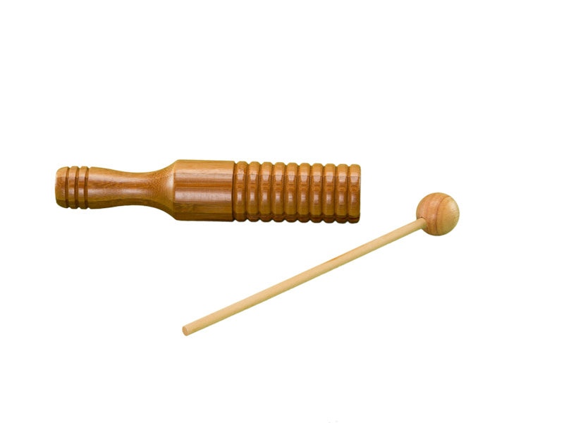 Small Bamboo güIro Tone Block With Mallet