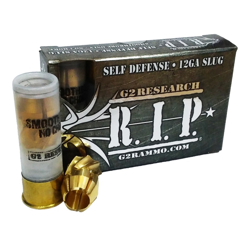 G2 Research, Rip, 12 Gauge, 2.75", Lead Free, 122 Grain, Brass Slug, 5 Round Box, California Certified Nonlead Ammunition