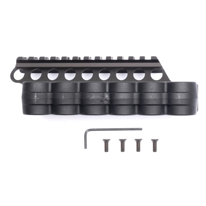 Mesa Tactical, Sureshell, 6-Shell Side Saddle With 4 3/4" Rail, Fits Moss 500/590/Mav 88, 12 Gauge, Matte Finish, Black