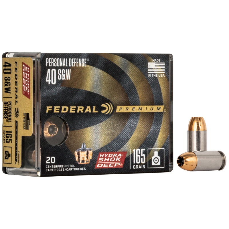 Federal, Premium, Hydra-Shok Deep, 40S&W, 165 Grain, Jacketed Hollow Point, 20 Round Box