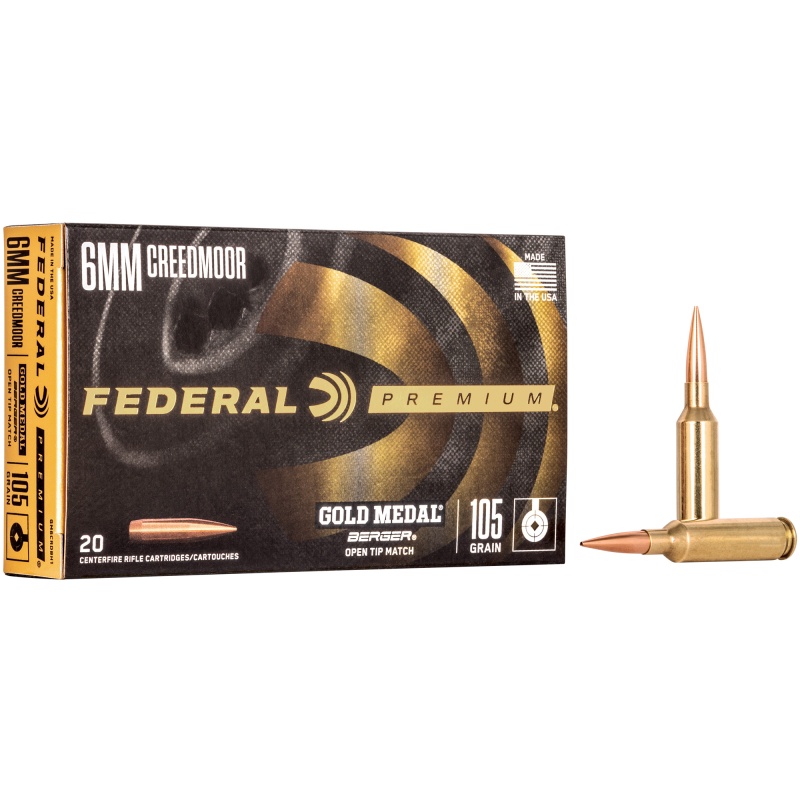 Federal, Gold Medal, Berger, 6Mm Creedmoor, 105 Grain, Boat Tail Hollow Point, 20 Round Box