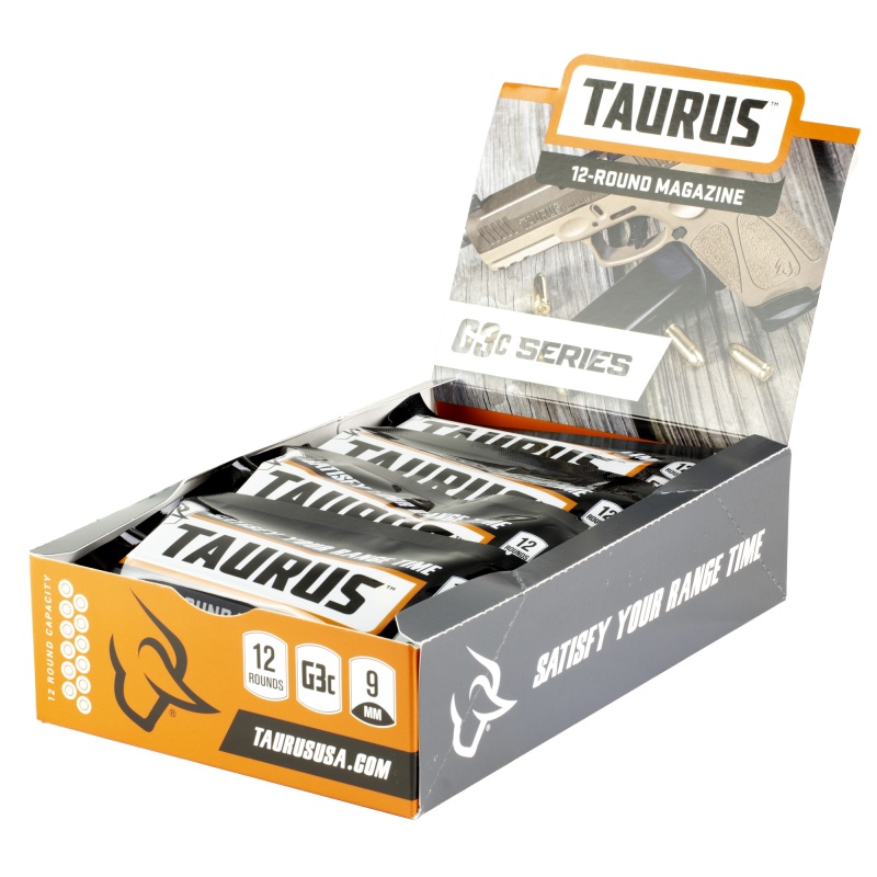 Taurus Usa, Magazine, 9Mm, 12 Rounds, Fits Taurus G3c, With Finger Rest, Black, 12 Pack