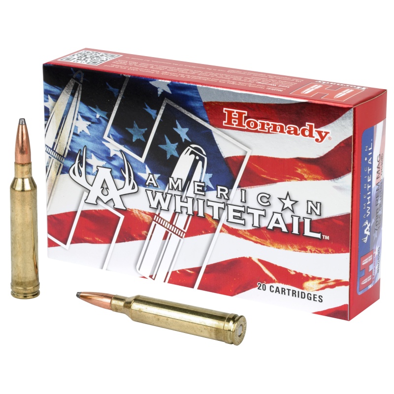 Hornady, American Whitetail, 7Mm Remington Magnum, 154 Grain, Soft Point, Interlock, 20 Round Box