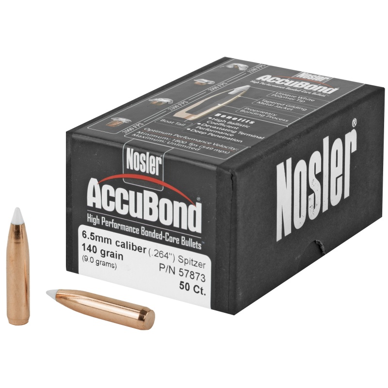 Nosler, Accubond, .264 Diameter, 6.5Mm, 140 Grain, Spitzer Boat Tail, 50 Count