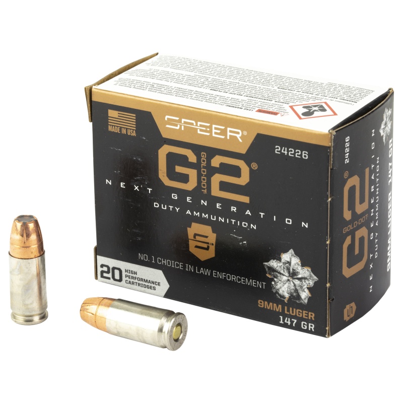 Speer Ammunition, Gold Dot G2, 9Mm, 147 Grain, Gold Dot Hollow Point, 20 Round Box