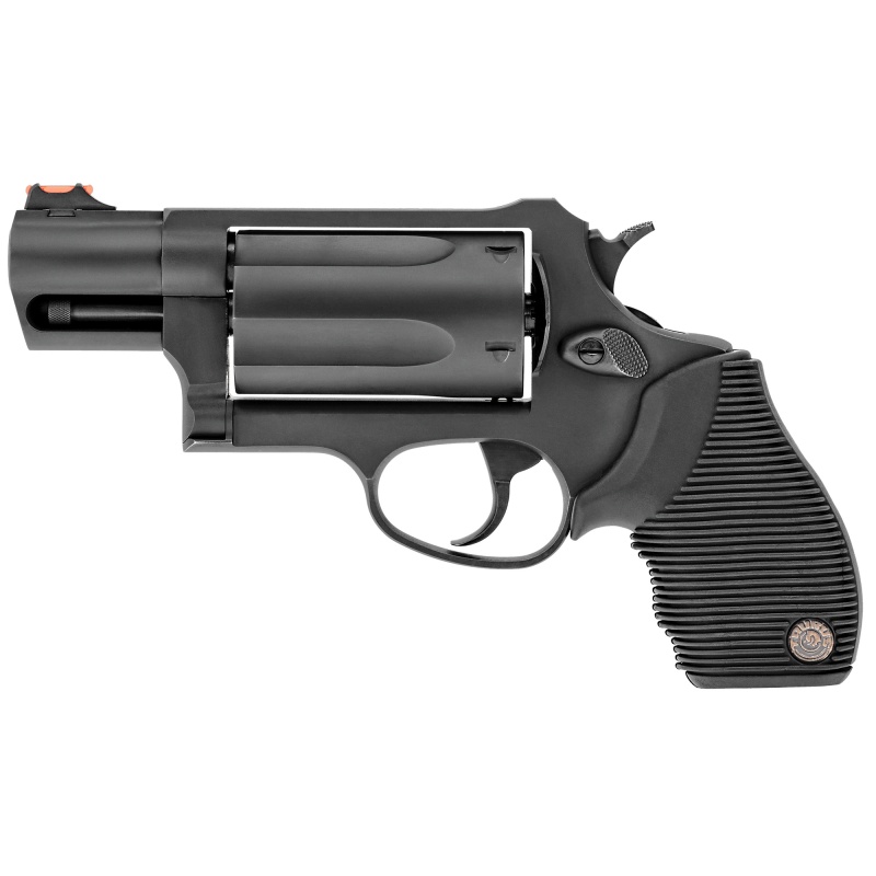 Taurus Usa, Judge, Public Defender, Double Action, Metal Frame Revolver, Medium Frame, 45 Colt/410 Bore, 2" Barrel, 2.5" Chamber, Steel, Oxide Finish, Black, Rubber Grips, Fiber Optic Front Sight, 5 Rounds