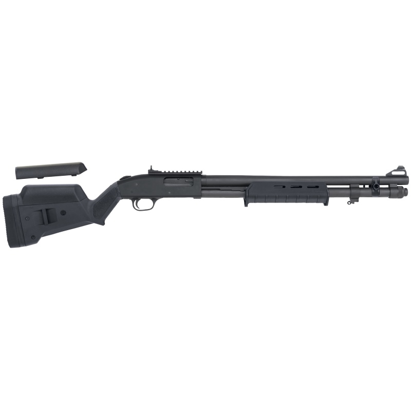Mossberg, 590A1 Magpul Tactical, Pump Action, 12 Gauge, 3" Chamber, 20" Heavy Wall Cylinder Barrel, Parkerized Finish, Magpul Stock And Grip, Ghost Ring Sight, 8 Rounds, Forward And Receiver Sling Plates, 4 Lop Spacers, .25" Cheek Riser