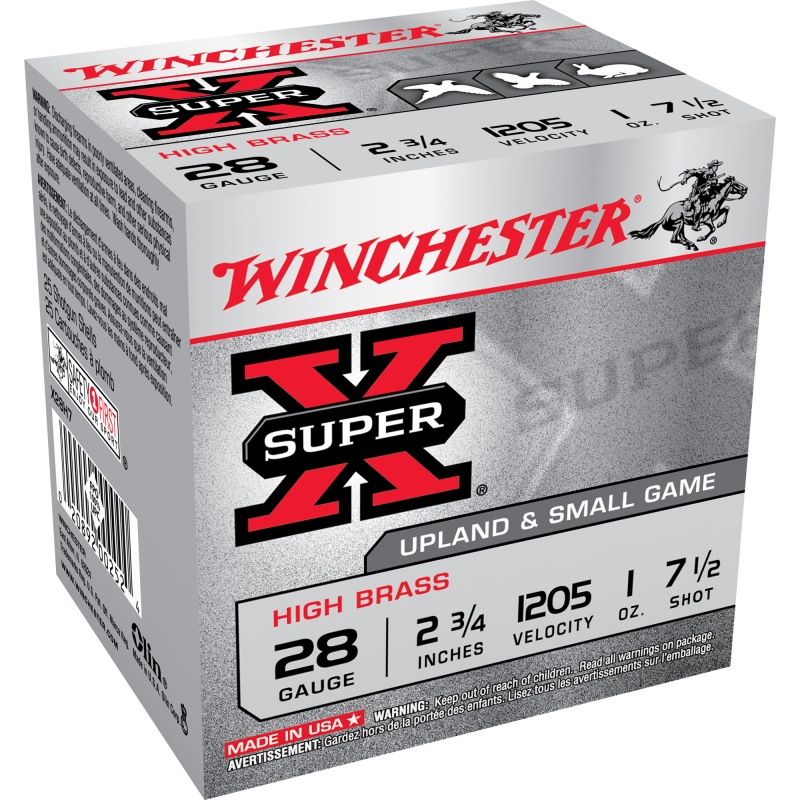 Winchester Ammunition, Super-X Upland, Highbrass, 28 Gauge 2.75", #7.5, 1 Oz, Shotshell, 25 Round Box