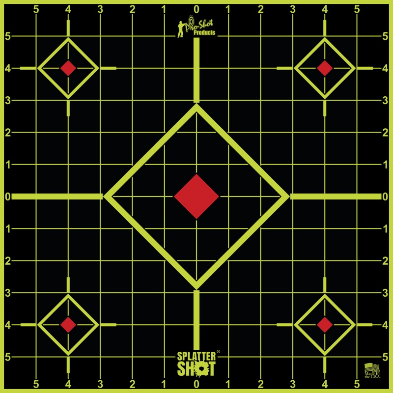 Pro-Shot Products, Splatter Shot, 12" Sight-In, Adhesive Target, 5 Pack, Black/Green