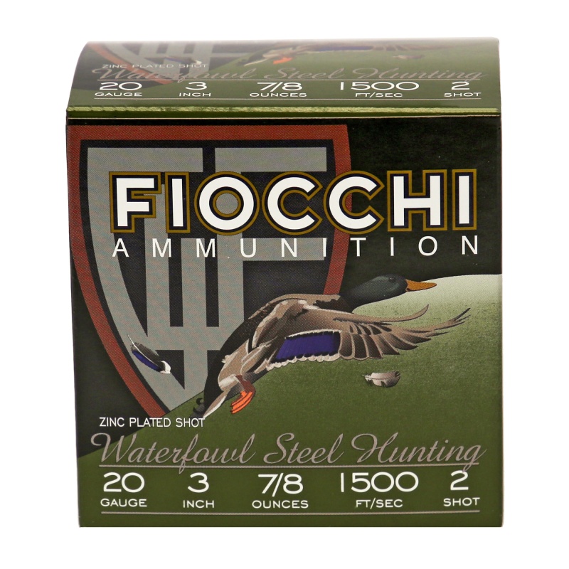 Fiocchi Ammunition, Flyway Steel, Waterfowl, 20 Gauge, 3", #2, Steel Shot, 25 Round Box