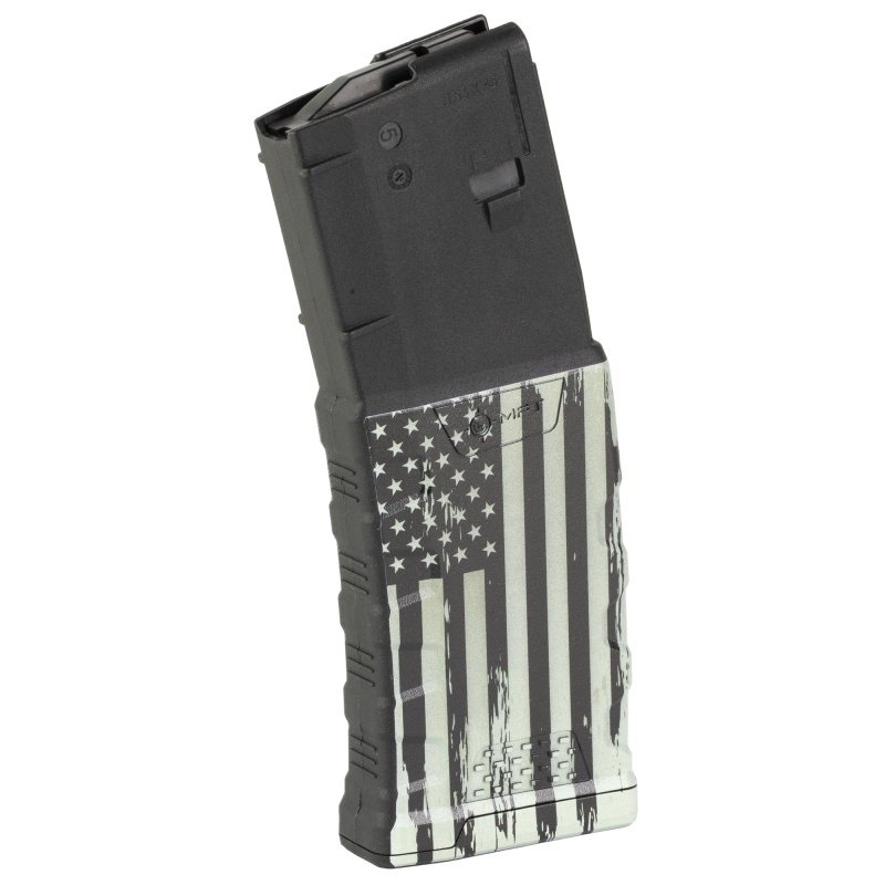 Mission First Tactical, Exd, Magazine, 223 Remington/5.56 Nato, 30 Rounds, Fits Ar-15, Black And White American Flag Graphic