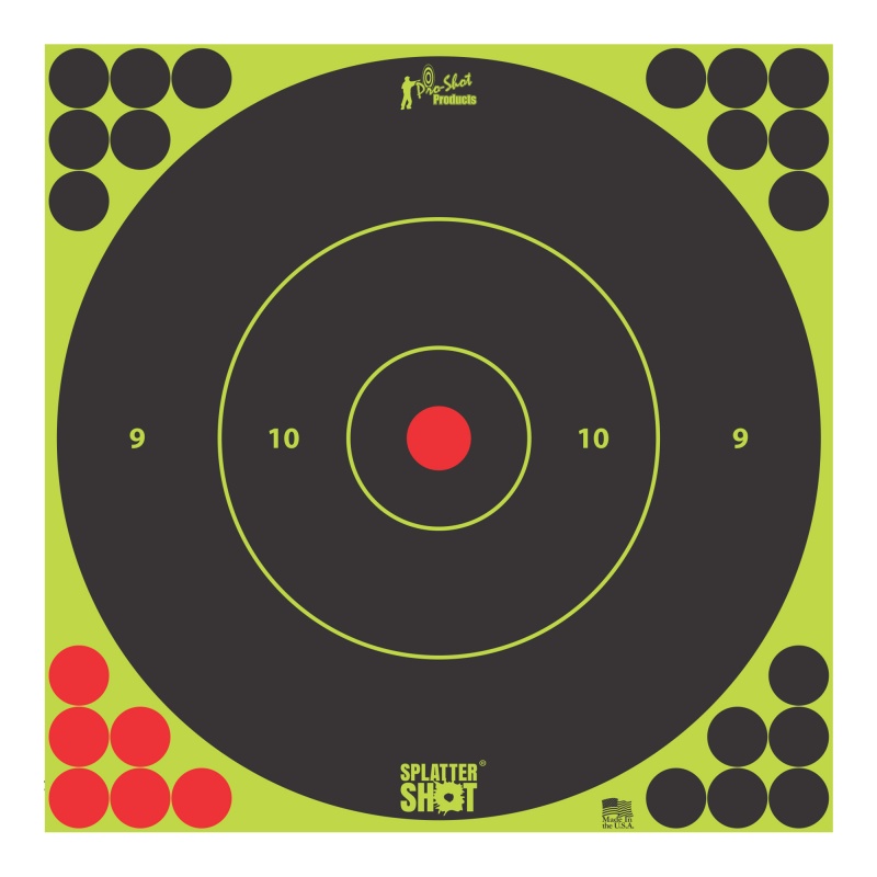 Pro-Shot Products, Splatter Shot, 12" Bullseye, Adhesive Target, 5 Pack, Black/Green