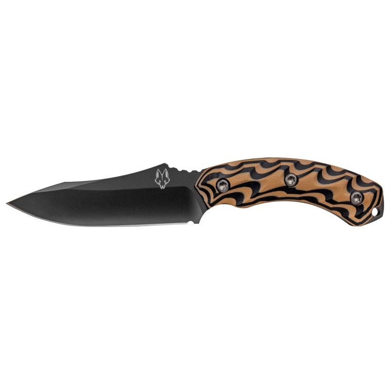 Zac Brown's Southern Grind, Jackal, Fixed Blade Knife, 4.75" Drop Point Knife, Black And Tan G10 Handle, 8670M Carbon Steel, Pvd Finish, Black