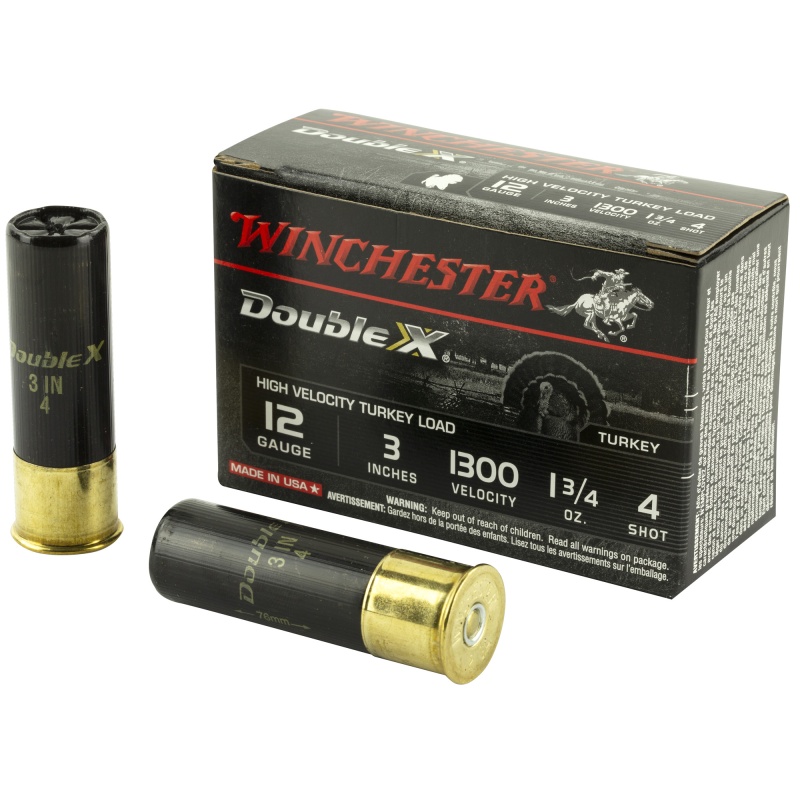 Winchester Ammunition, Double X High Velocity, Turkey, 12 Gauge, 3", #4, 1.75Oz, 10 Round Box