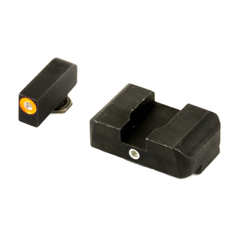 Ameriglo, Pro I-Dot, 2 Dot Complete Set, Tritium Night Sight, Fits Glock 17/19/22/23/24/26/27/33/34/35/37/38/39, Green Front With Orange Outline, Green Rear