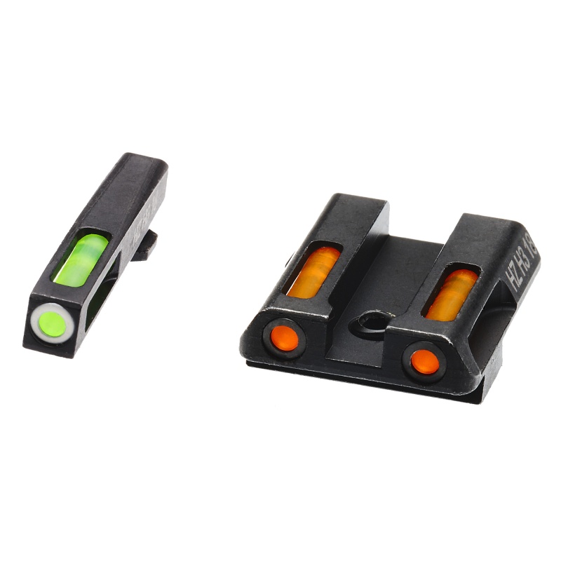 Hi-Viz, Litewave H3 Tritium/Litepipe Night Sights, Fits Glock 42/43, Green Front With White Front Ring, Orange Rear