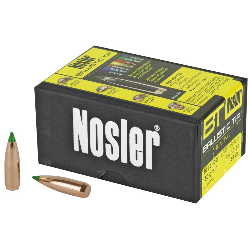 Nosler, Ballistic Tip, .308 Diameter, 30 Caliber, 150 Grain, Spitzer Boat Tail, 50 Count