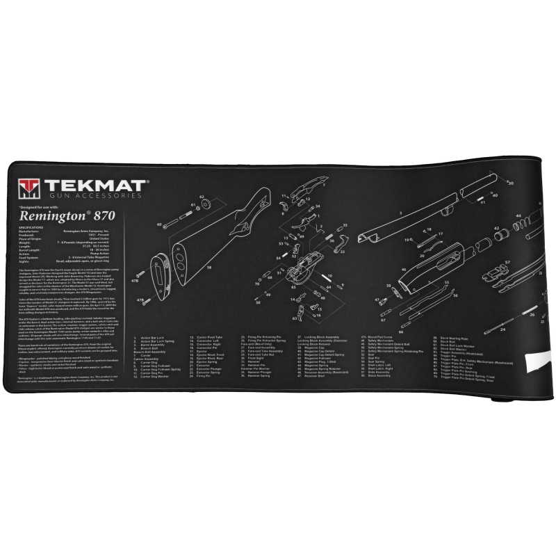 Tekmat, Ultra Mat, Remington 870, Thermoplastic Surface Protects Gun From Scratching, 1/4" Thick, 15"X44", Tube Packaging, Black