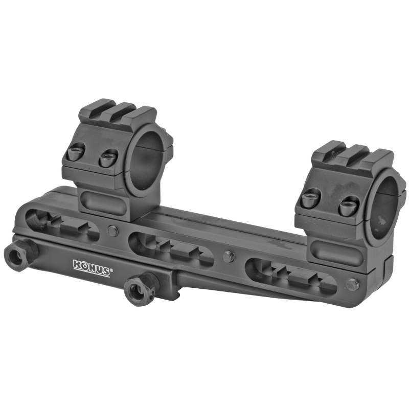 Konus, One-Piece Expandable Cantilever Mount, Fits 32Mm To 60Mm Objective Lenses, For 1" And 30Mm Scopes, Weaver/Picatinny, Base Expands From 166Mm To 210Mm, Matte Black