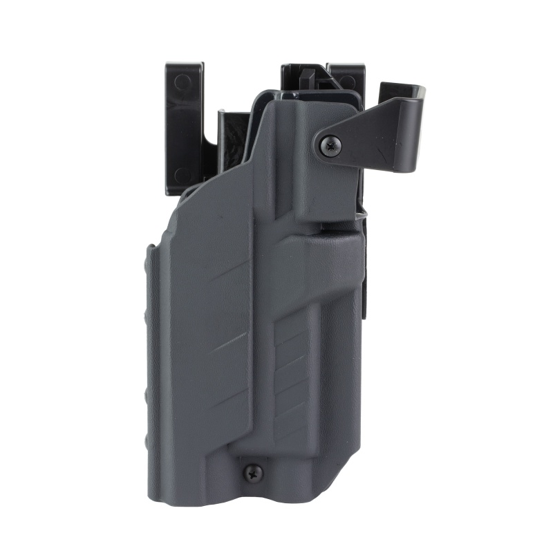 Blackpoint Tactical, Slick Duty Light Holster With Hood, Outside Waistband Duty Holster, Fits Glock 17 With Light, Right Hand, Kydex Construction, Black, Includes (3)-Shims And Drop Offset Mount