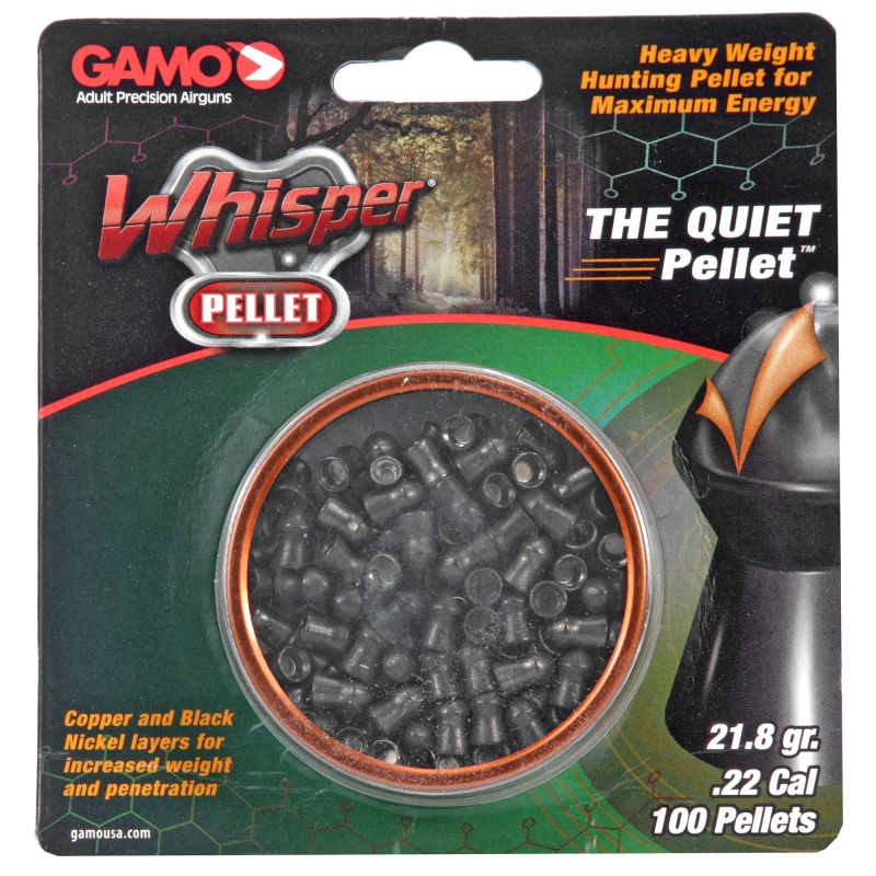Gamo Usa, Whisper, .22 Cal, Copper And Black Nickel, 100 Count