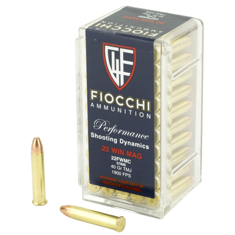 Fiocchi Ammunition, Rimfire, 22Wmr, 40 Grain, Full Metal Jacket, 50 Round Box