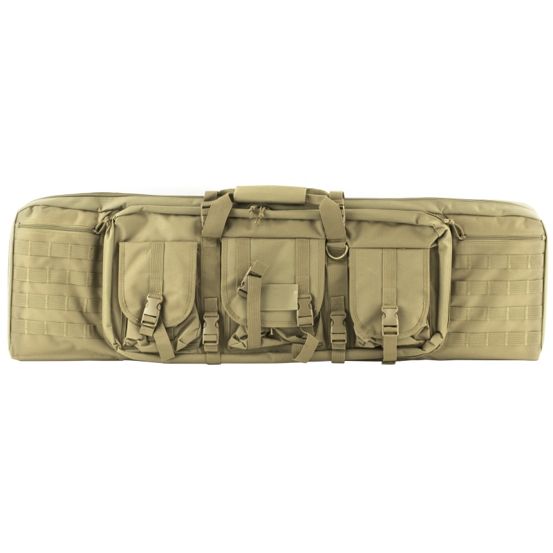 Ncstar, Double Carbine Case, 42" Rifle Case, Nylon, Tan, Exterior Pals Webbing, Interior Padded With Thick Foam, Accommodates Two Rifles