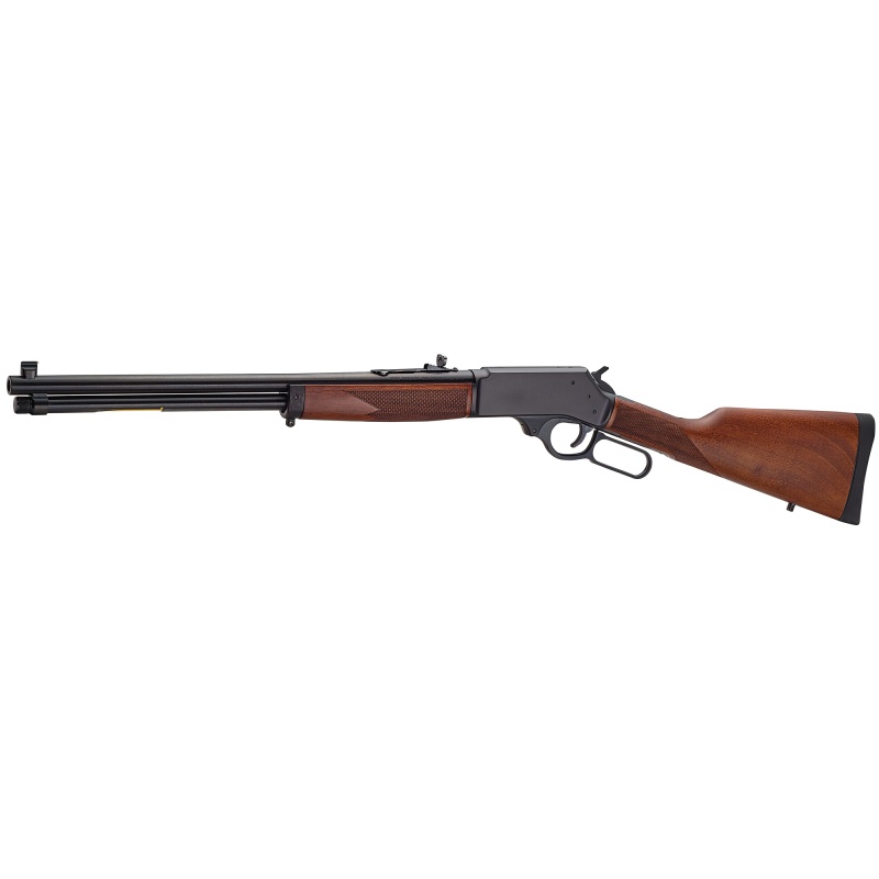 Henry Repeating Arms, Steel, Lever Action Rifle, 360 Buckhammer, 20" Round Barrel, Blued Steel, Side Gate, Fully Adjustable Semi Buckhorn Sights, American Walnut Stock, 5 Rounds