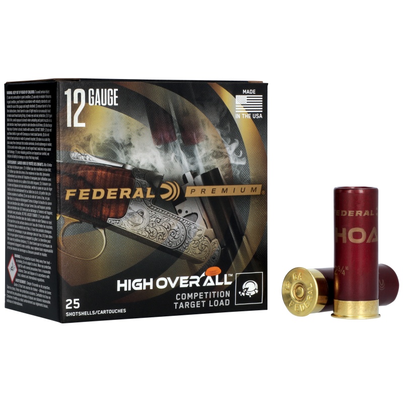 Federal, Premium, High Over All, Competition Target Load, 12 Gauge 2.75", #8, 1 1/8 Oz, Lead, 25 Round Box