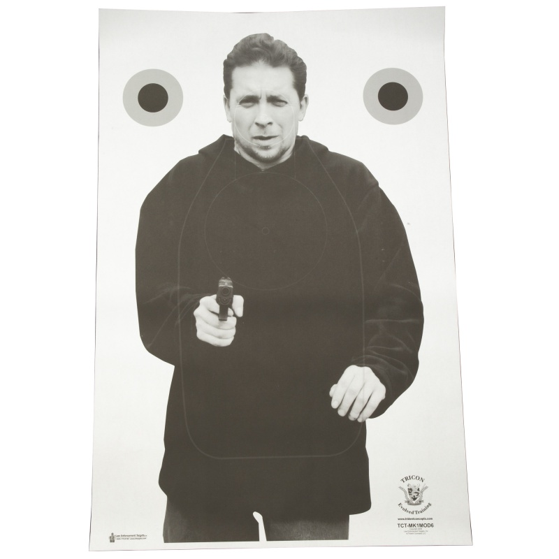 Action Target, Tridents Concepts Tactical Target (Version 6), Training Target, Black And White, 23" X 35", 100 Per Box
