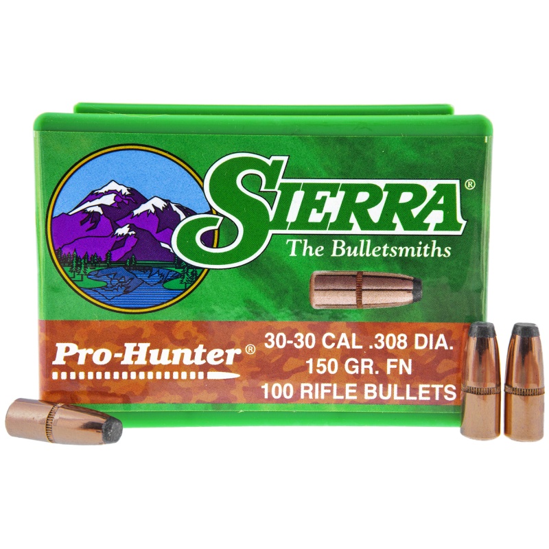 Sierra Bullets, Pro Hunter, .308 Diameter, 30-30 Caliber, 150 Grain, Flat Nose, 100 Count