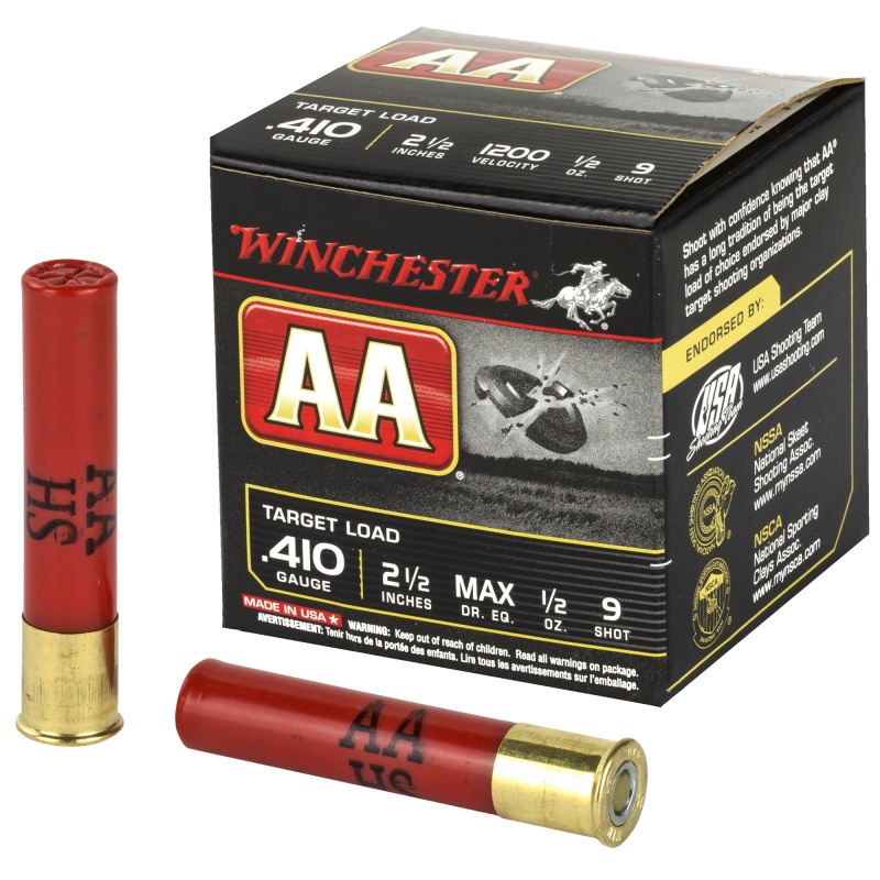 Winchester Ammunition, Aa Target Load, 410 Bore, 2.5", #9, .5 Oz, Shotshell, 25 Round Box