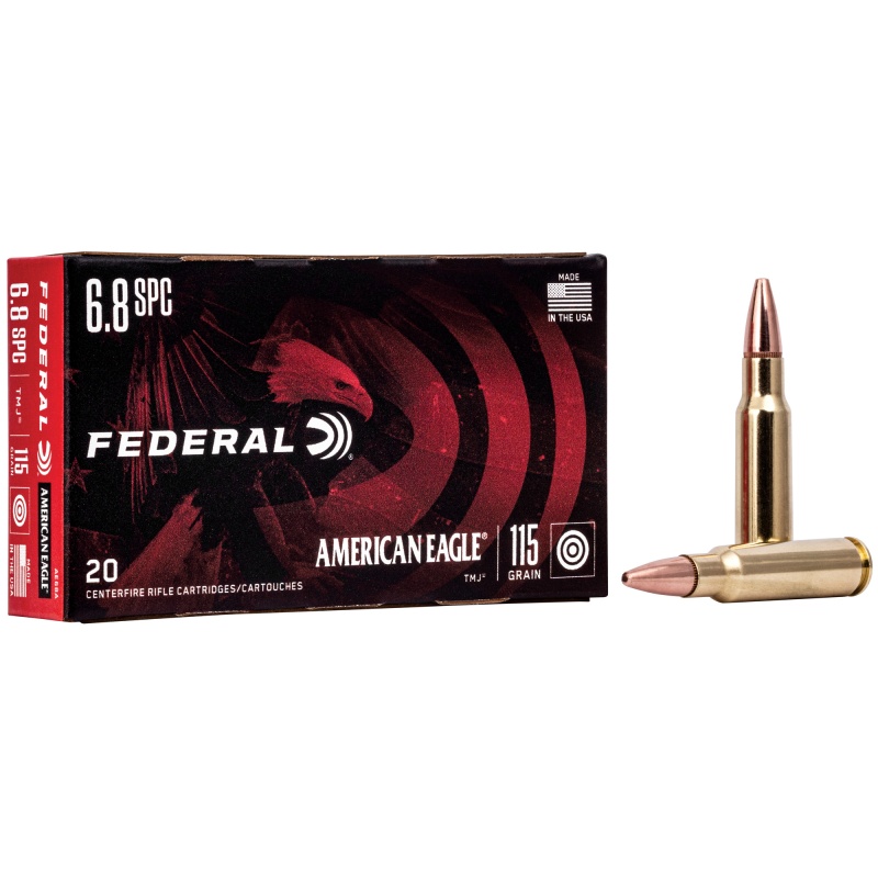 Federal, American Eagle, 6.8Spc, 115 Grain, Full Metal Jacket, 20 Round Box