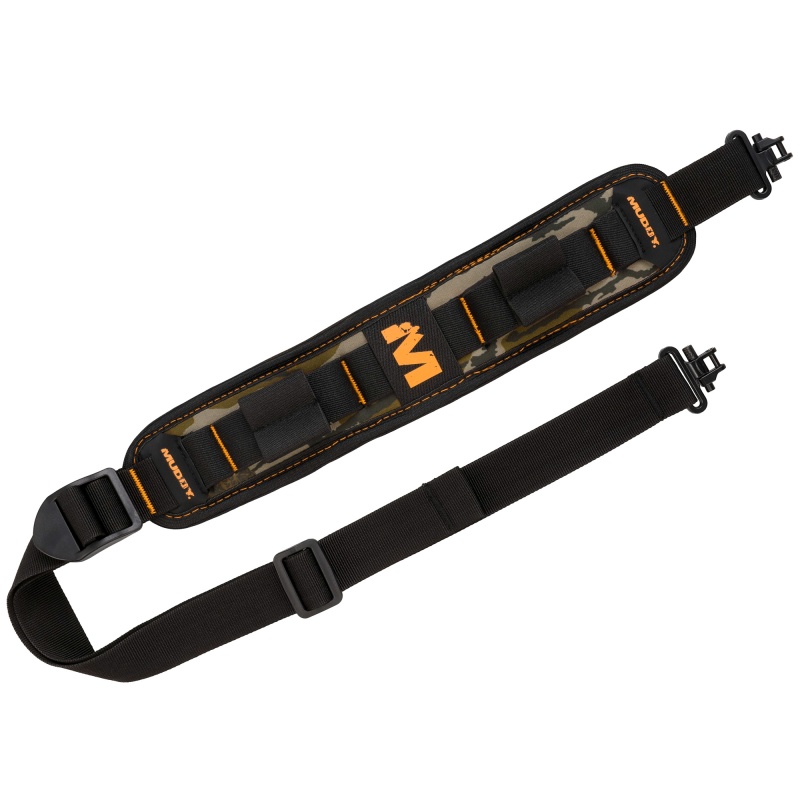 Muddy, Summit Ridge Flexible Comfort Sling, Adjustable Length, Black And Mossy Oak Bottomland, Includes Qd Swivels