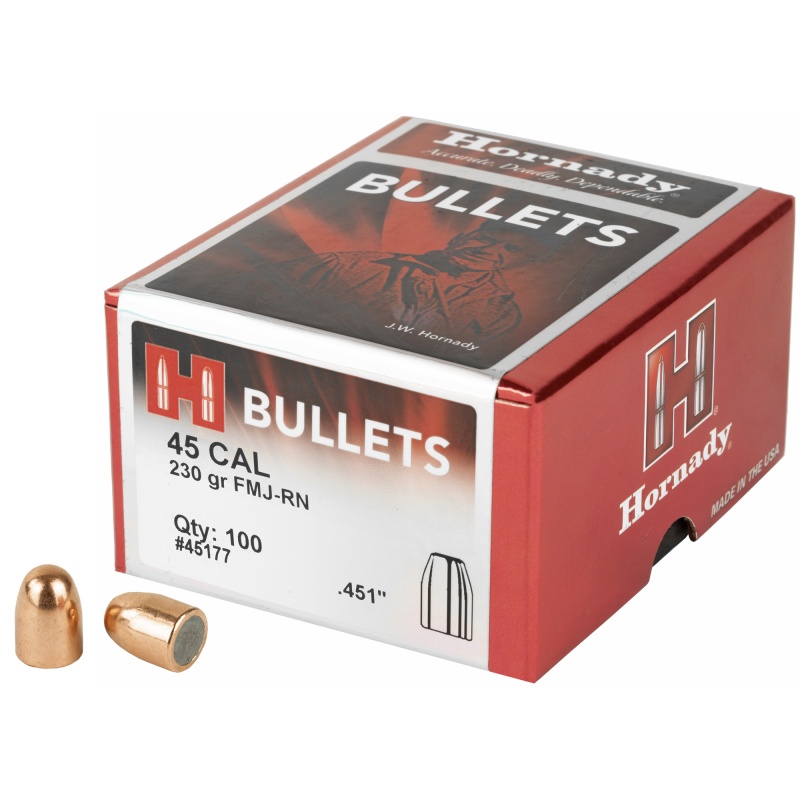 Hornady, Fmj-Rn, .451 Diameter, 45 Caliber, 230 Grain, Round Nose, 100 Count