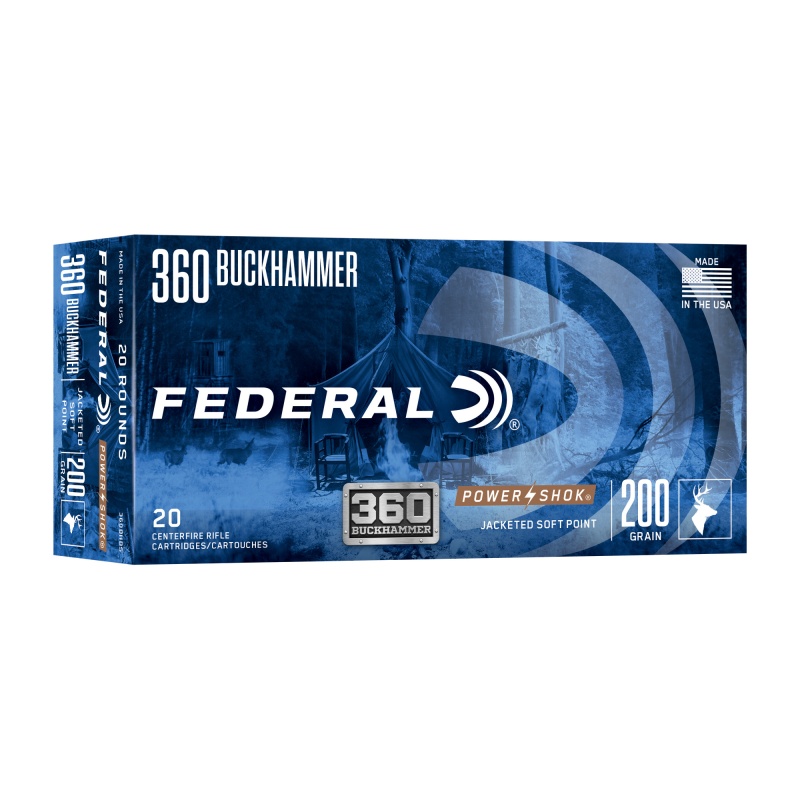Federal PowerShok 360 Buckhammer 200 Grains Soft Point, 20 Round Box