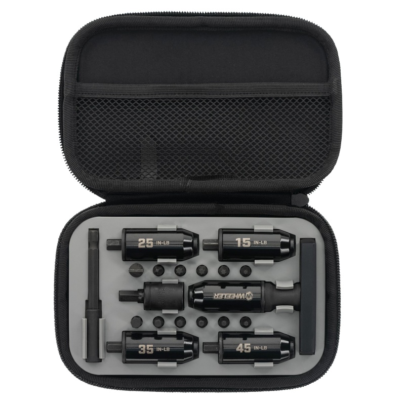 Wheeler, Fat Stix, Black, Sockets Come In 15, 25, 35, 45 And 65 Inch Pounds For Most Common Applications, T Handle Design With Grip And Spin Section, 1/2" Socket With 1/4" Drive Bit, Convenient Soft Carry Case