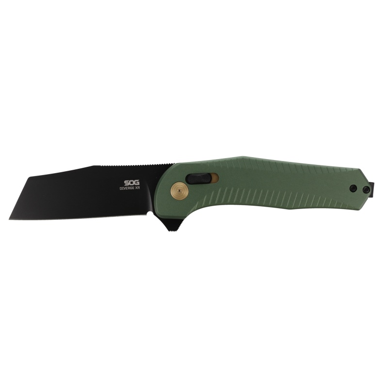 Sog Knives & Tools, Diverge Xr, Folding Knife, 3" Sheepsfoot Straight Edge, Aluminum Handle, Forest Green, Pvd Finish, D2 Construction