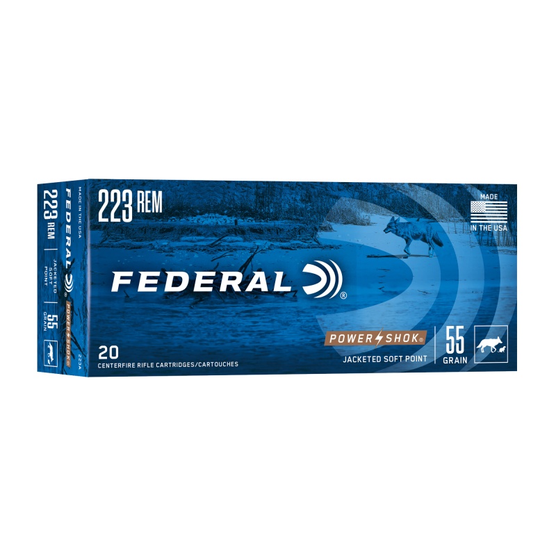 Federal, Powershok, 223 Remington, 55 Grain, Soft Point, 20 Round Box