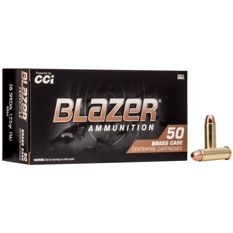 Blazer Ammunition, Blazer Brass, 38 Special, 125 Grain, Full Metal Jacket, 50 Round Box