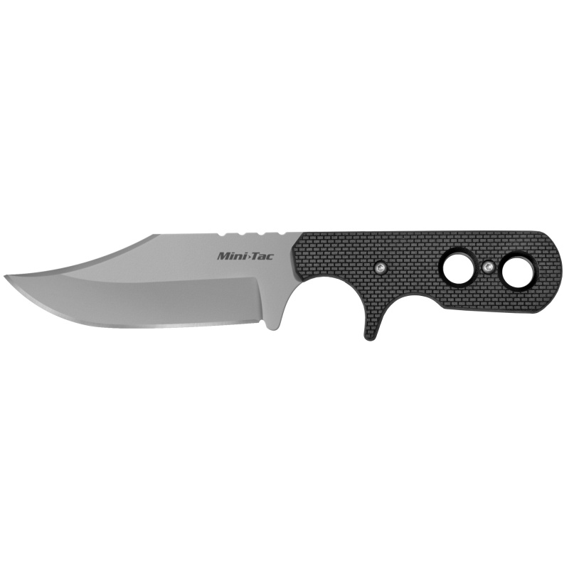 Cold Steel, Mini Tac Bowie, Fixed Blade Knife, 3.625" Blade, Plain Edge, 8Cr12mov, Silver, Black Handle, Clip Point, Includes Secure-Ex Sheath