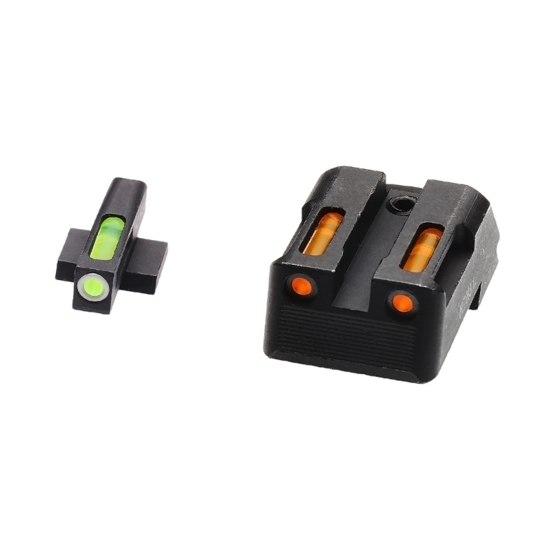 Hi-Viz, Litewave H3 Tritium/Litepipe Night Sights, Fits All Kimber 1911 Models With Fixed Sights, Green Front W/White Front Ring, Orange Rear, Does Not Fit Kimber Micro