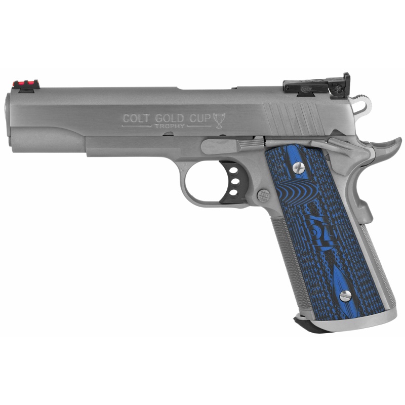 Colt's Manufacturing, Gold Cup Trophy, 1911, Semi-Automatic, Metal Frame Pistol, Full Size, 38 Super, 5" Barrel, Steel, Stainless Finish, 9 Rounds, 1 Magazine
