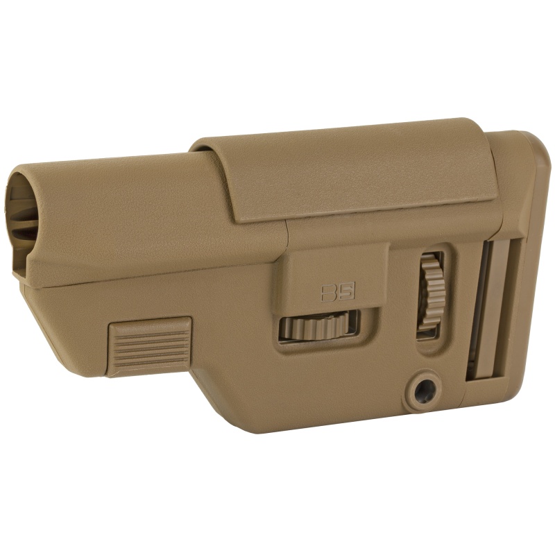 B5 Systems, Collapsible Precision Stock, Coyote Brown, Medium Length Cheek Riser