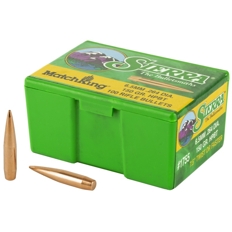 Sierra Bullets, Matchking, .264 Diameter, 6.5Mm, 150 Grain, Hollow Point Boat Tail, 100 Count