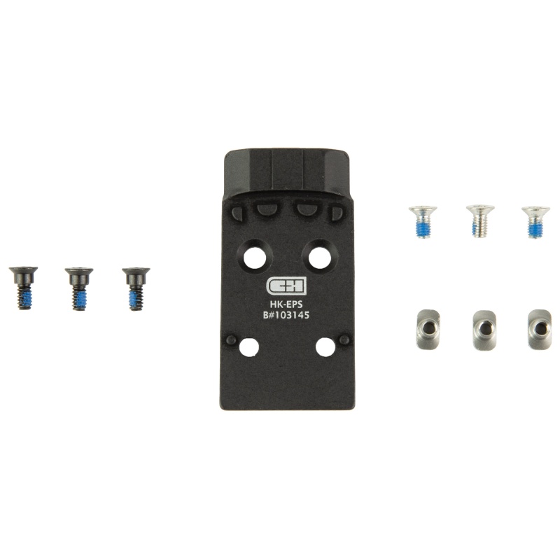 C&H Precision, Optic Mounting Plate, Fits Hk Vp9, Holosun Eps/Eps Carry/Scs Carry, Anodized Finish, Black