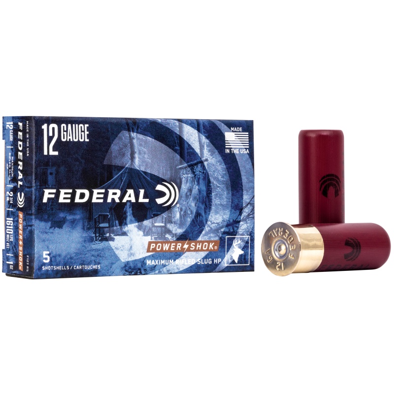 Federal, Powershok, 12 Gauge, 2.75", 1Oz., Rifled Hollow Point Slug, 5 Round Box