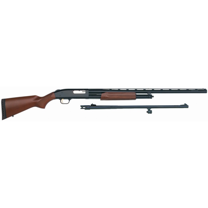 Mossberg, 500 Combo, Pump Action, 12 Gauge, 3" Chamber, 28" Vent Rib Barrel, Accuchoke, Blue Finish, Wood Stock, Bead Sight, 5 Rounds, W/24 Rifled Sight Barrel